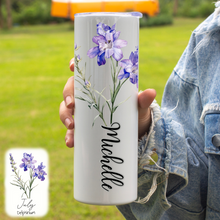 Load image into Gallery viewer, Skinny Tumbler - Birth Month Flower - Personalized