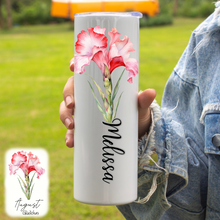 Load image into Gallery viewer, Skinny Tumbler - Birth Month Flower - Personalized