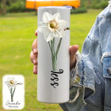 Load image into Gallery viewer, Skinny Tumbler - Birth Month Flower - Personalized
