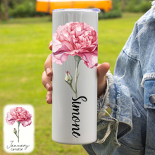 Load image into Gallery viewer, Skinny Tumbler - Birth Month Flower - Personalized