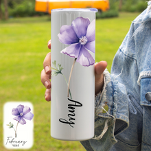 Load image into Gallery viewer, Skinny Tumbler - Birth Month Flower - Personalized
