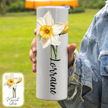 Load image into Gallery viewer, Skinny Tumbler - Birth Month Flower - Personalized