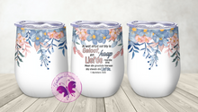 Load image into Gallery viewer, Wine Tumbler - Afrikaans - Floral Bible verse 1 Korintiers 13:13 (2)