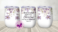 Load image into Gallery viewer, Wine Tumbler - Afrikaans - Floral Bible verse Filippense 4:13