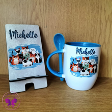 Load image into Gallery viewer, Personalized Spoon Mug & Cellphone Stand Set