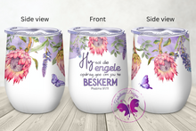 Load image into Gallery viewer, Wine Tumbler - Afrikaans - Protea Bible verse Psalms 91:11
