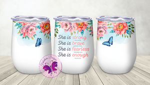 Wine Tumbler - Floral Bible verses