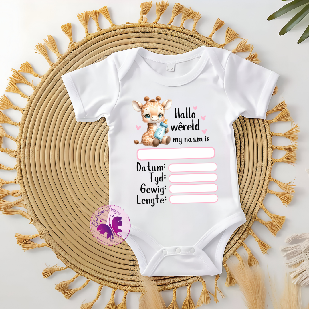 Baby Onesie - Hallo wêreld (design 1)