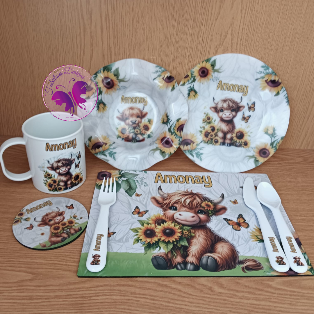 Kiddies lunch set - Highland Cows