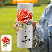 Load image into Gallery viewer, Skinny Tumbler - Birth Month Flower - Personalized
