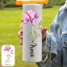 Load image into Gallery viewer, Skinny Tumbler - Birth Month Flower - Personalized
