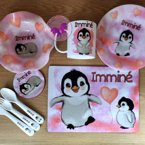 Kiddies lunch set - Pink Penguin