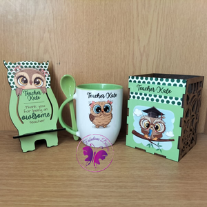 Personalized owl teacher set (Various Colours)