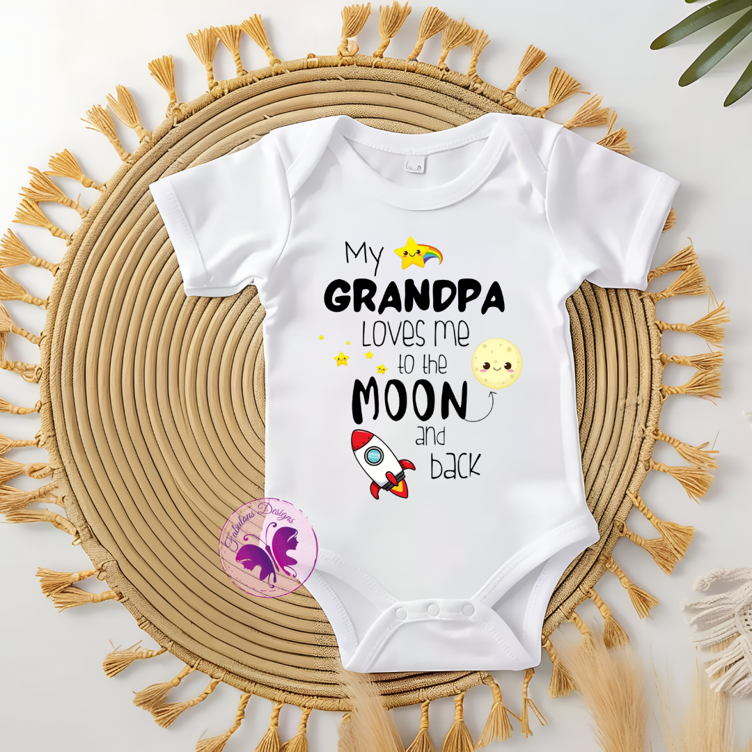 Baby Onesie - My grandpa loves me to the moon and back
