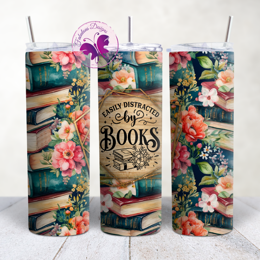 Skinny Tumbler - Easily distracted by books