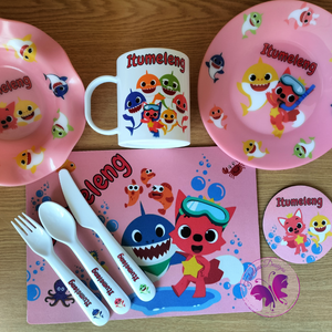 Kiddies lunch set - Baby Shark Pink