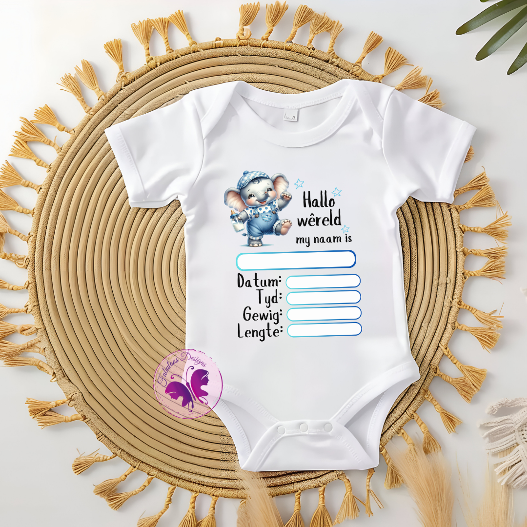 Baby Onesie - Hallo wêreld (design 4)
