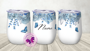 Personalized Wine Tumbler - Shades of Blue