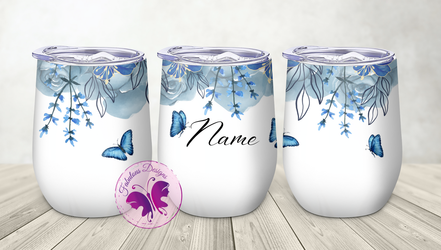 Personalized Wine Tumbler - Shades of Blue