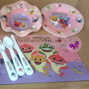 Kiddies lunch set - Baby Shark Pink & Purple