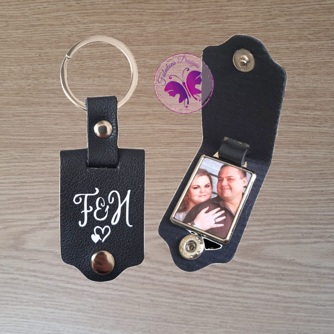 Personalized leather case keychain