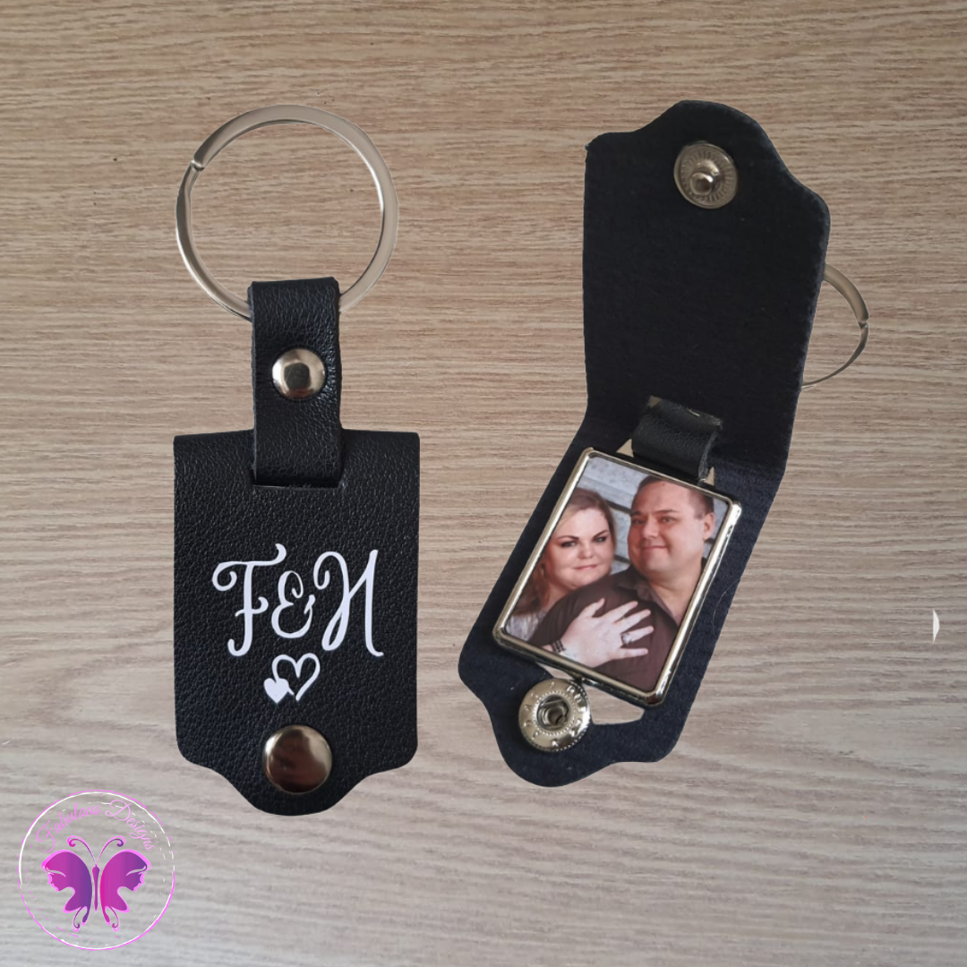 Personalized leather case keychain