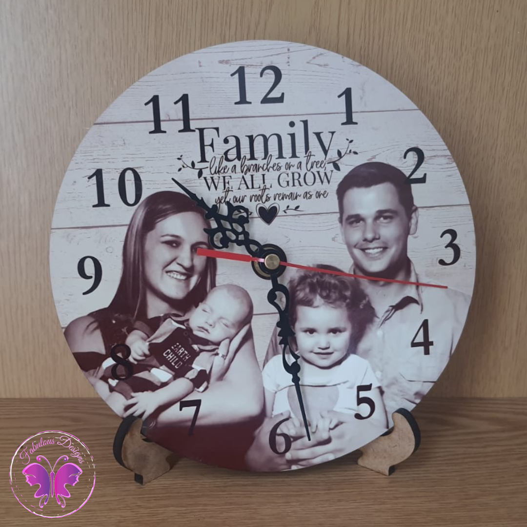 Personalized Hardboard Round Clock with Stand